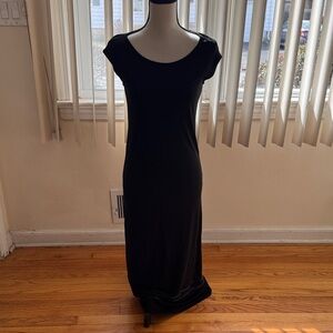 DKNY Black Cap-Sleeve Maxi Dress